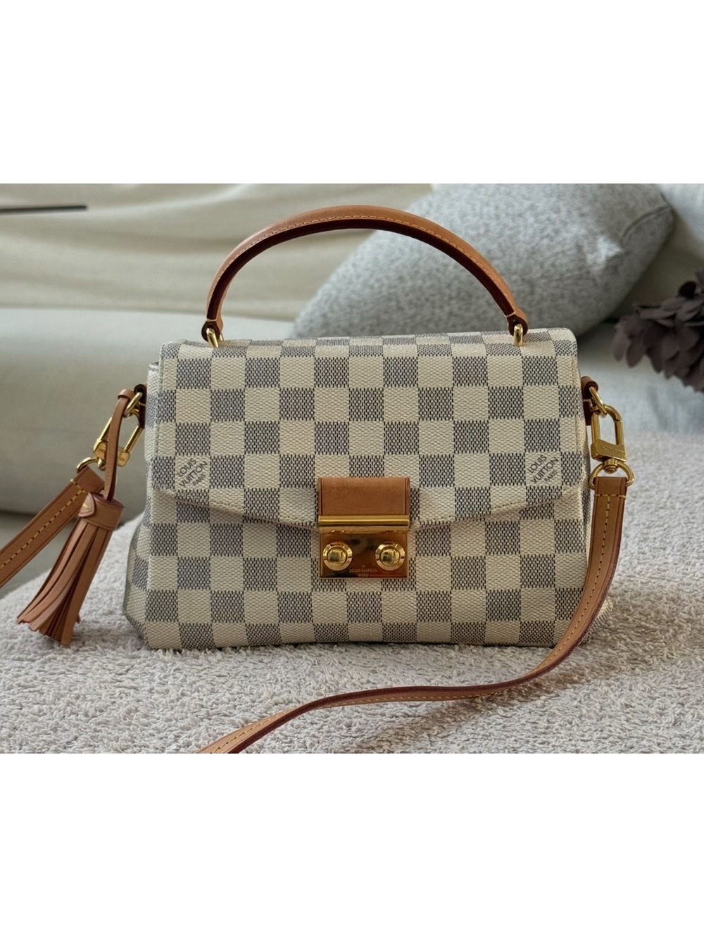 Louis Vuitton Damier Azur Croisette Top-Handle Crossbody Bag Excellent Condition